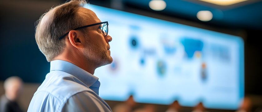 Scientist Presenting Climate Change Research at Interactive Conference