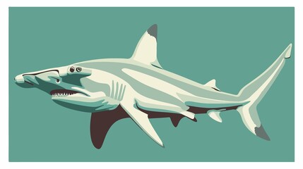 Fototapeta premium Majestic Hammerhead Shark Animal Flat Vector Illustration