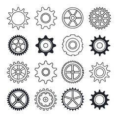 Set of gear wheel icon element. Industrial Gear  setting System Illustration