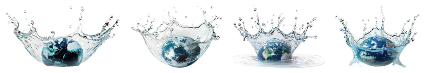 Stunning Global Water Splash Impact Illustration Showcasing Earth and Nature in Vibrant Colors