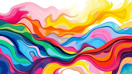 Vibrant Spring Abstract Fluid Lines & Shapes Background Art