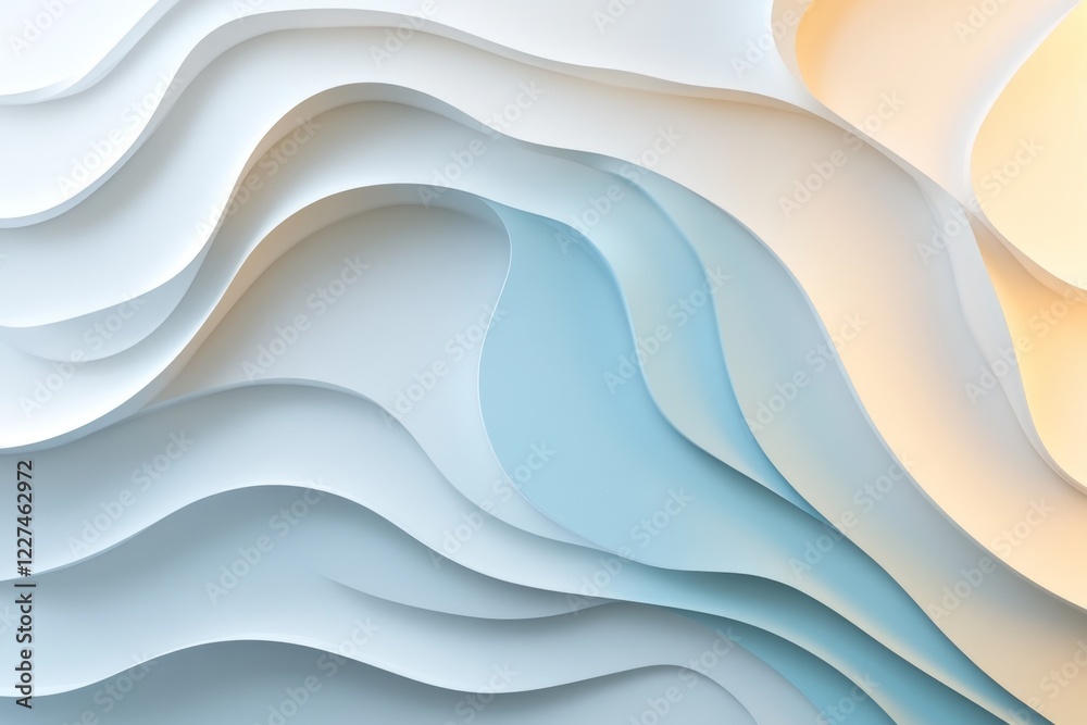 Poster A single bold line cutting across a serene wave pattern, visually disrupting the flow in a clean geometric composition