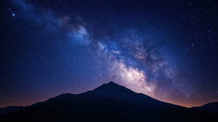 Majestic Nighttime View of the Milky Way Galaxy Over a Mountainous Landscape