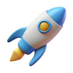 3D Rocket Icon for Growth and Innovation with Soft Glow