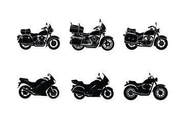 Obraz premium Motorcycle touring silhouette on white isolated background