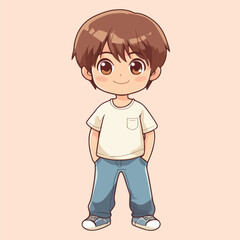 Cute cartoon little boy vector Illustration