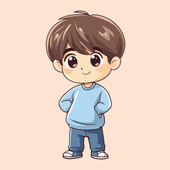 Cute cartoon little boy vector Illustration