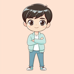 Cute cartoon little boy vector Illustration
