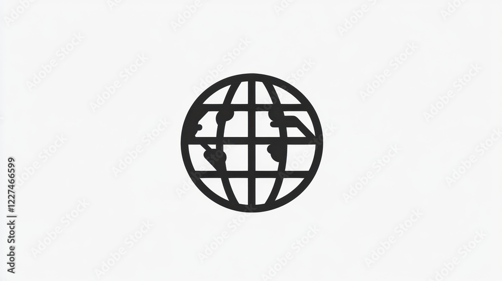 Poster Symbol of global connectivity representing the world with simple lines showing continents and oceans. Generative AI