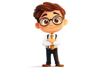 Confident Young Boy Businessman 3D Render