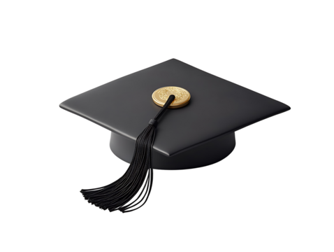 3d Graduation hat  on transparent background