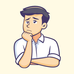 Thinking Young man vector Illustration