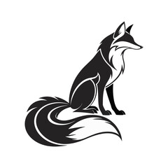 Stylized fox silhouette, black and white illustration, minimalist design