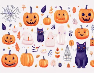ハロウィンのイラストセット
