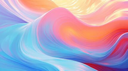 Abstract colorful 3D artwork with flowing waves of pink, blue, and purple tones, resembling a surreal landscape or fluid motion