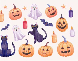 ハロウィンのイラストセット