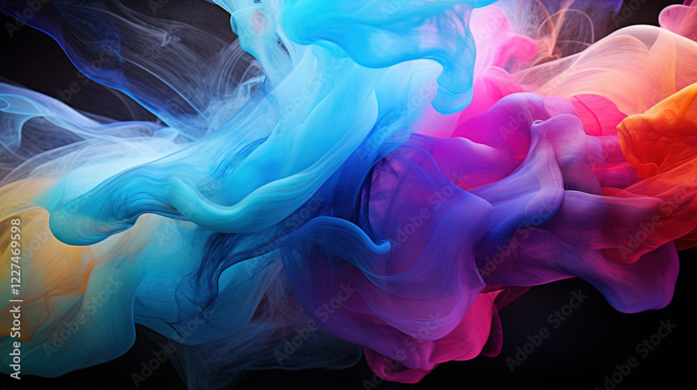 Poster Vibrant abstract waveform with fluid motion and colorful gradients.