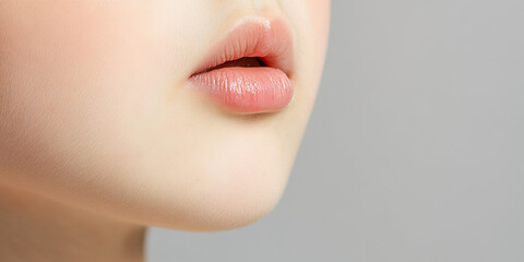 Obraz premium Close-up of Light Peach Lips and Facial Skin