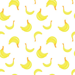 Obraz premium Yellow bananas seamless vector pattern on white background