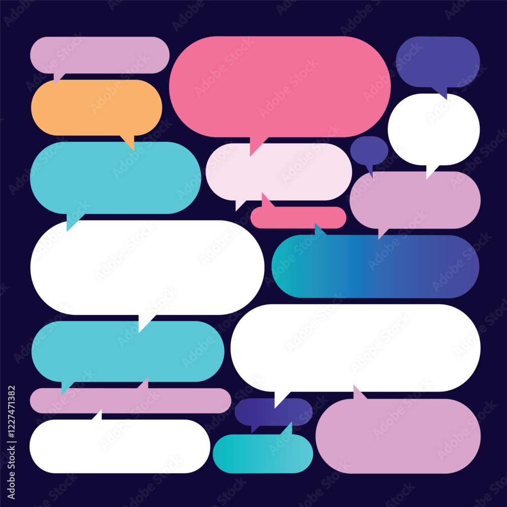 Fototapete collection of speech bubbles. blank empty speak bubble, chatting or message box set.