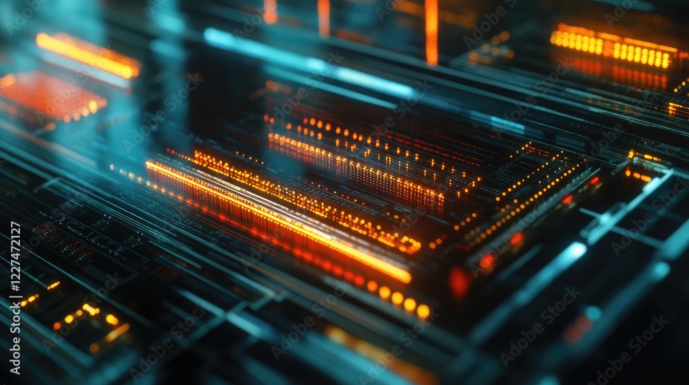 Poster A close-up of a digital screen, revealing the intricate arrangement of RGB pixels with soft transitions, demonstrating the high quality and precision of the display