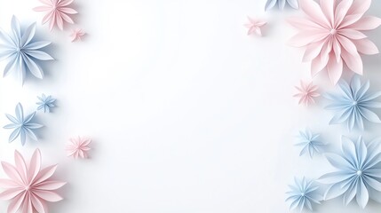 Obraz premium Pastel Paper Flowers on White