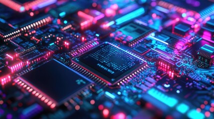 Fototapeta premium A close-up of computer monitor pixels in various RGB hues, creating a vibrant, glowing digital pattern, showcasing the intricacy and brilliance of modern display technology