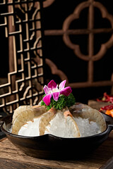 Sichuan and Chongqing hot pot ingredients fresh large prawns