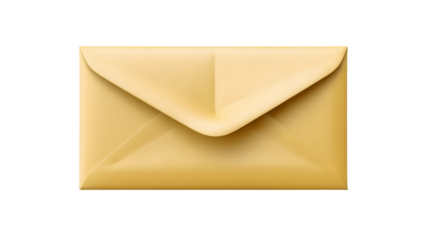 Golden envelope placed on a white background ready for mailing or greeting cards in a minimalist design