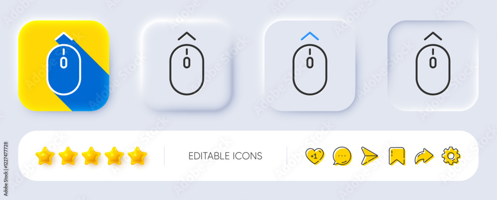 Poster swipe up mouse line icon. neumorphic, flat shadow, 3d buttons. scrolling arrow sign. landing page sc