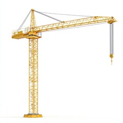 Tower Crane isolated on white background. Heavy Machinery. Construction Crane. Tall Crane Structure. Tower Crane Design Element. Construction Equipment. Tower Crane isolated for Designers.	