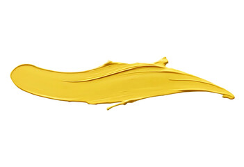 A Stroke Of Yellow Paint Brush Isolate On Transparent and White Background