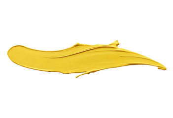 A Stroke Of Yellow Paint Brush Isolate On Transparent and White Background