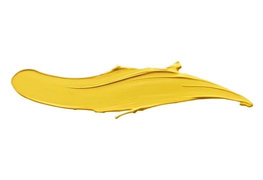A Stroke Of Yellow Paint Brush Isolate On Transparent and White Background