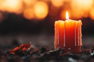 A candle burning brightly in a dark room, its warm light especially comforting amidst the shadows