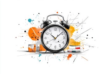 A clean line illustration of a clock face transitioning from chaos (scribbled hands) to order (precise markings), symbolizing a drastic improvement in time management