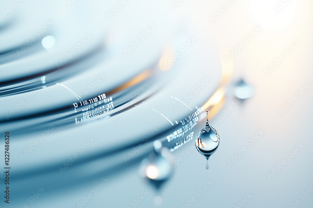 Poster water droplets create a mesmerizing transformation into tiny code patterns on a neutral white surfac