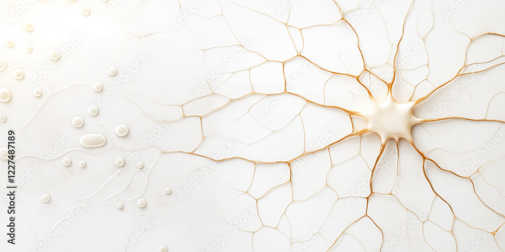 Poster a minimalistic neuron design emerges with delicate lines connecting points against a neutral backgro