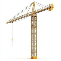 Tower Crane isolated on white background. Heavy Machinery. Construction Crane. Tall Crane Structure. Tower Crane Design Element. Construction Equipment. Tower Crane isolated for Designers.