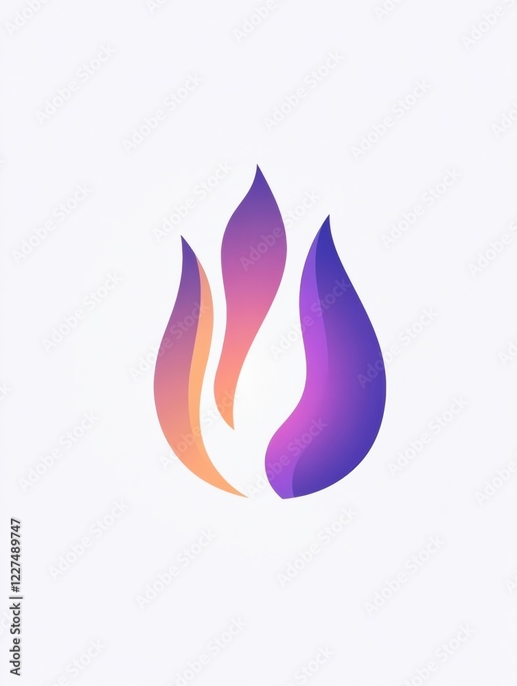 Poster colorful flame icon representing warmth and energy, designed for modern visual communication purpose