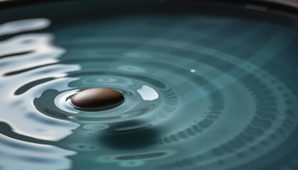 Water ripples with a smooth stone in calm turquoise water, International World Water Resources Day Theme