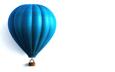 Naklejka premium A stunning blue hot air balloon floats majestically against a minimalist white background, evoking feelings of freedom, adventure, and tranquility.