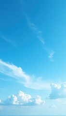 Soft blue sky with wispy white clouds drifting lazily across the horizon, nature, blue