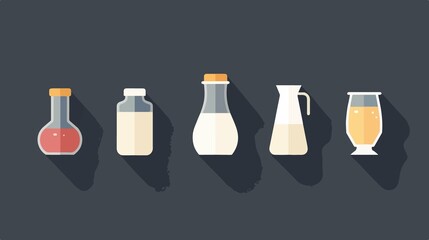 Flat Vector Icons of Milk Products - Professional Illustration for Designs