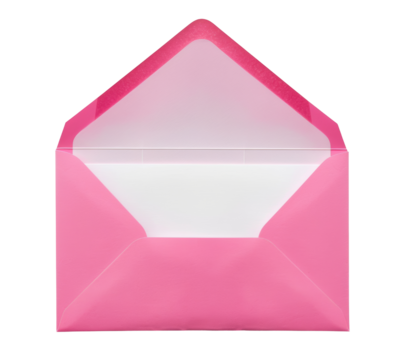 Pink envelope isolated on a white or transparent background