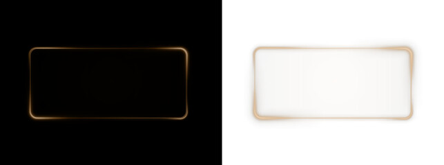 Collection of futuristic hud light gold frame. Technological background. Light glass gold frames square, oval, rectangle, circle. HUD PNG. Vector Illustration.	
