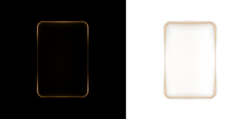 Collection of futuristic hud light gold frame. Technological background. Light glass gold frames square, oval, rectangle, circle. HUD PNG. Vector Illustration.	
