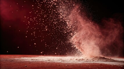 Particles floating in mid air against a dark red background, floating particles, neon lights