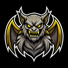 Fototapeta premium Monstrous gargoyle esports logo featuring fierce design with stone texture and vibrant colors