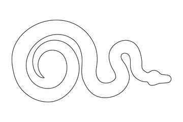 Snake one line drawing of minimalist vector icon with black and white background

